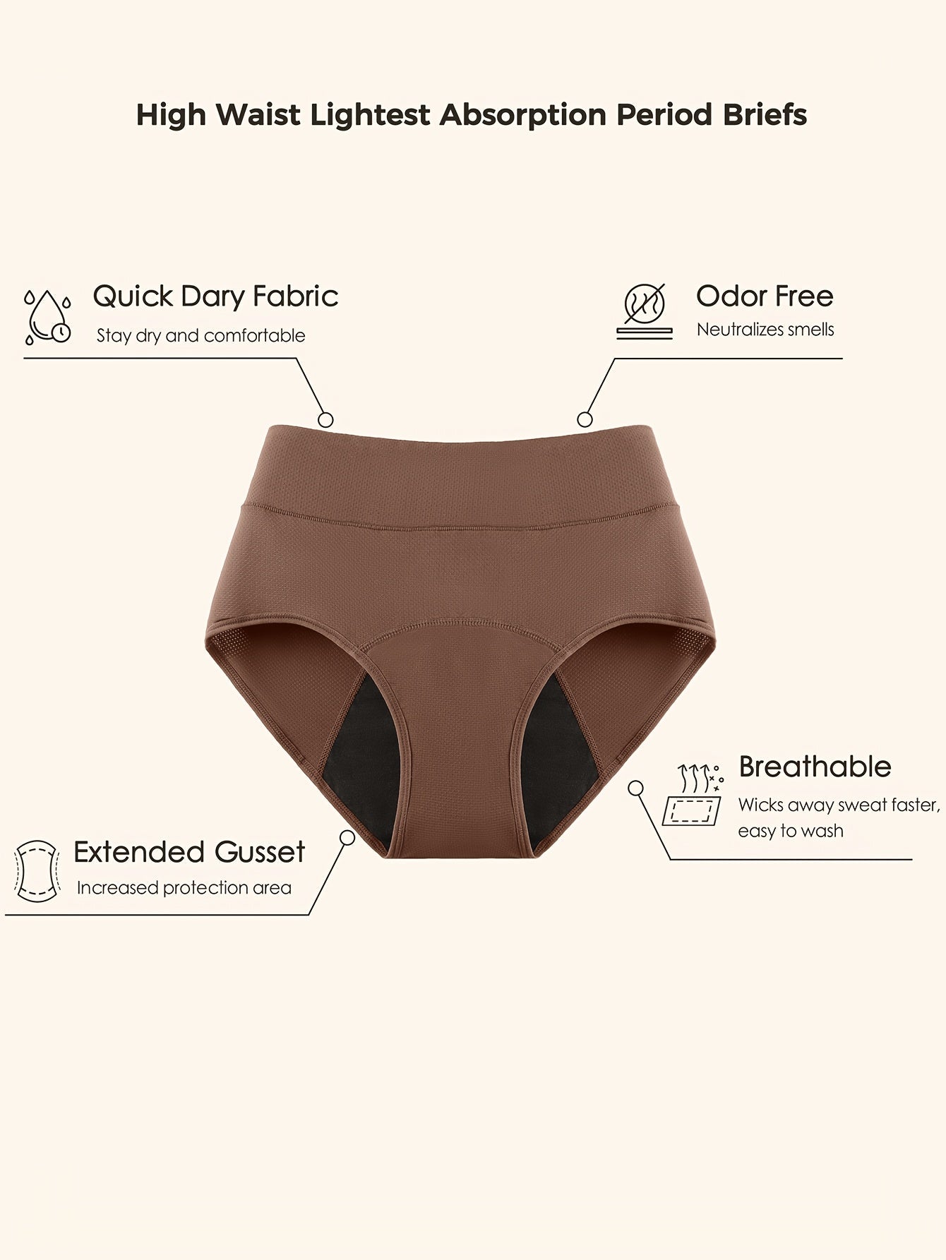 5 Pack Period Underwear, Breathable & Comfortable TJR6R2P