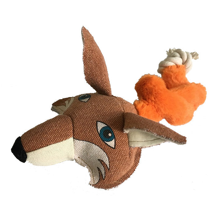 Dogline 22" Safari Fox Animal Toy with Embedded Ball & Rope