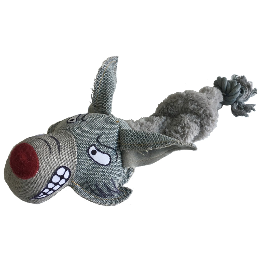 Dogline 22" Safari Wolf Animal Toy with Embedded Ball & Rope