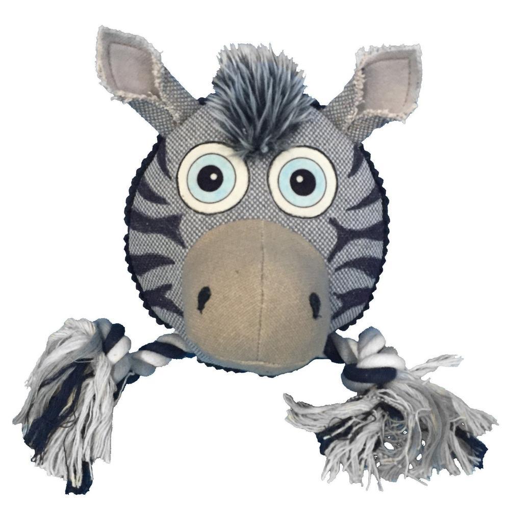 Dogline 8" Safari Zebra Animal Toy with Ropes