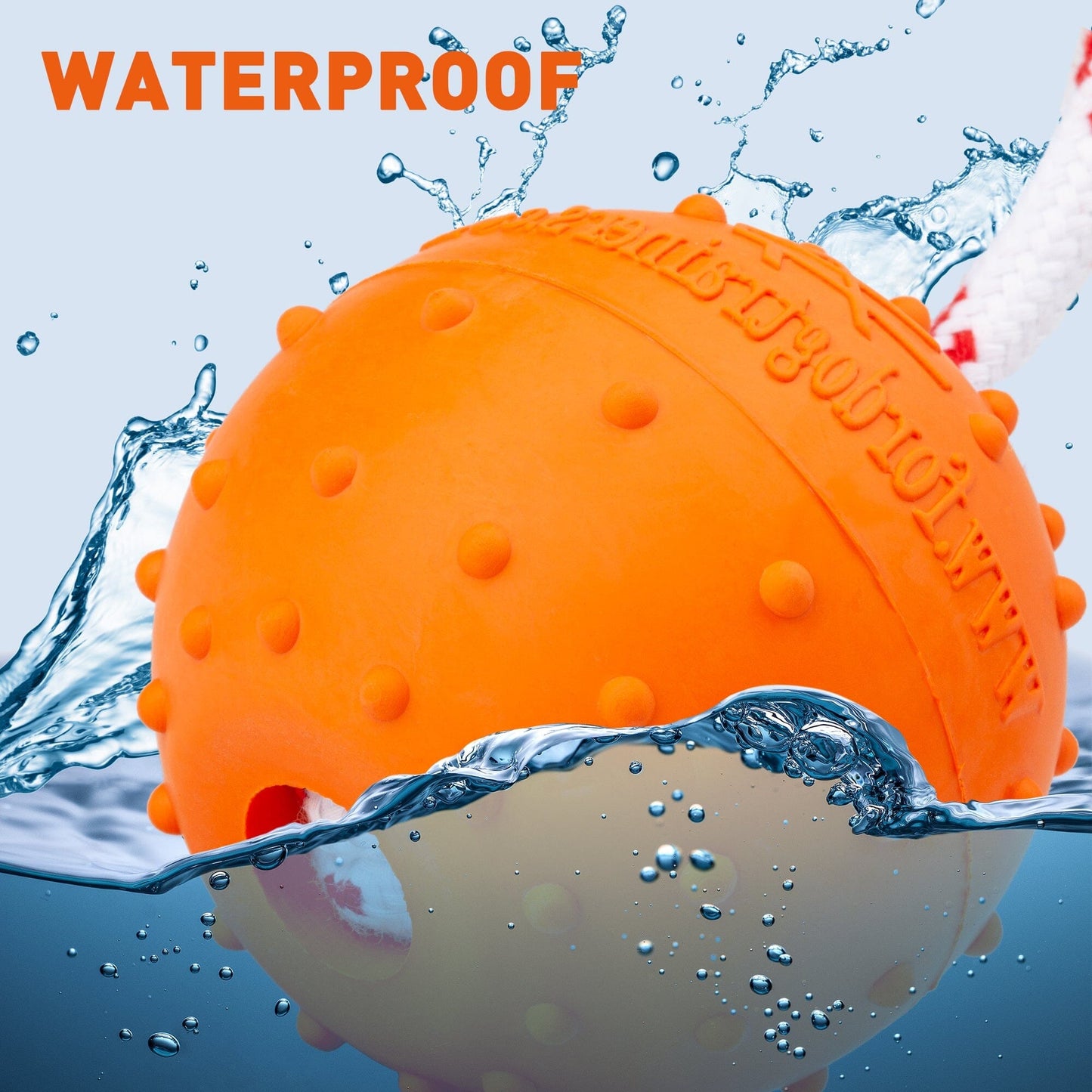 Dogline FDT Solid Rubber Dog Ball - Water Toy with Rope