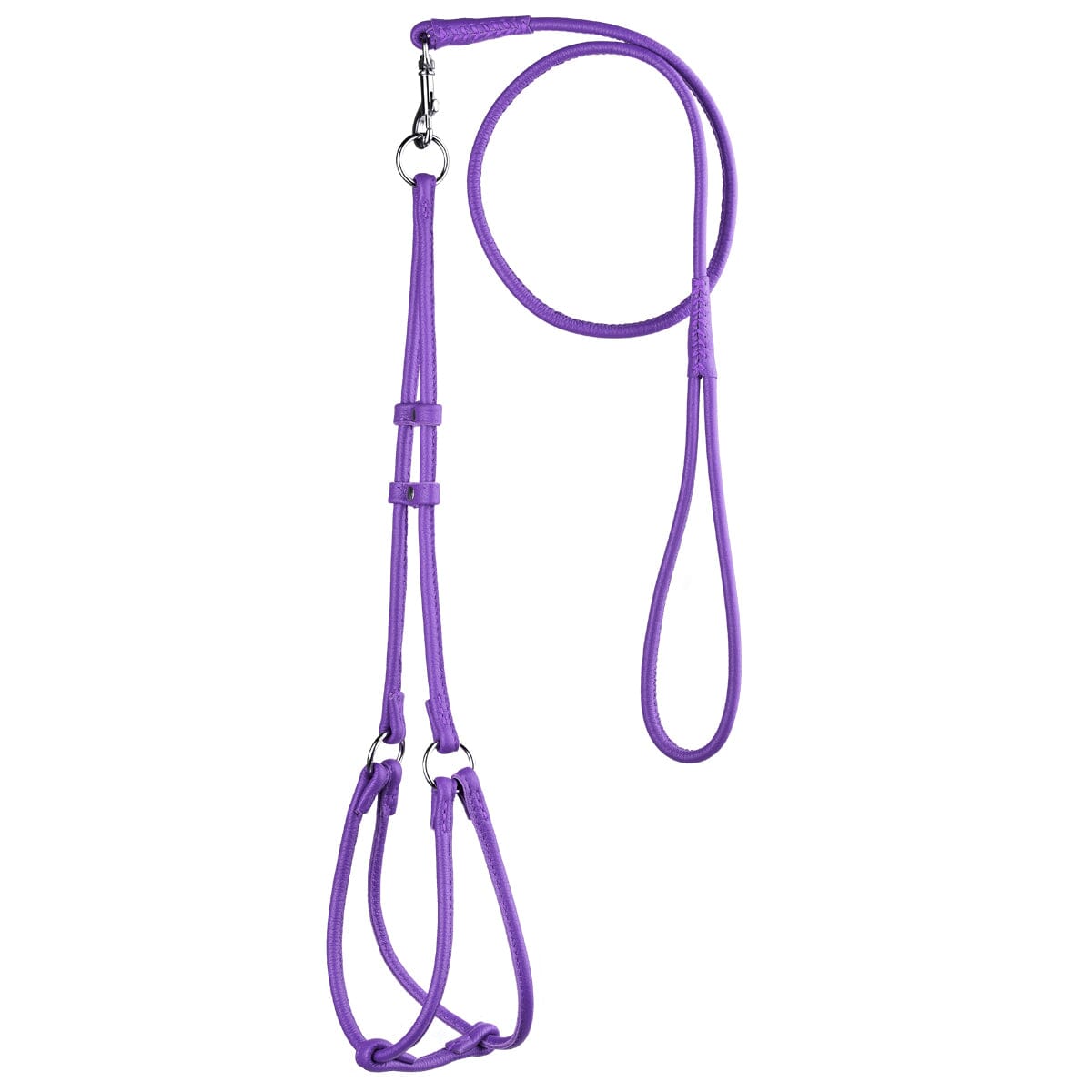 Dogline Soft Leather Round Step-In Harness + Round Lead