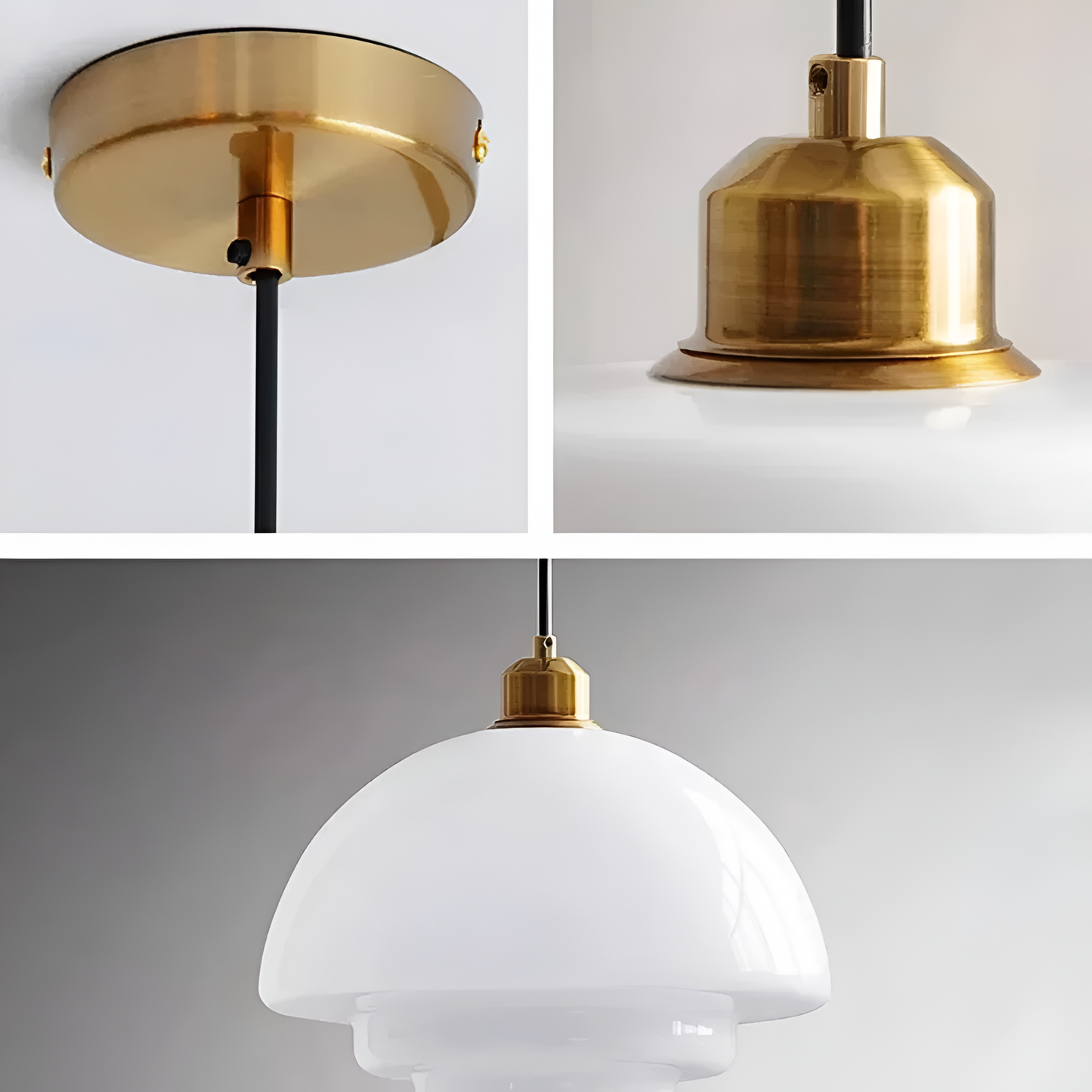 Art Deco Layered Glass Pendant Light With Dome Shade