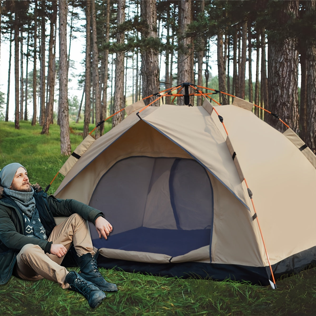 4-Person Automatic Pop-Up Tent, Waterproof & Portable TJR2X5M