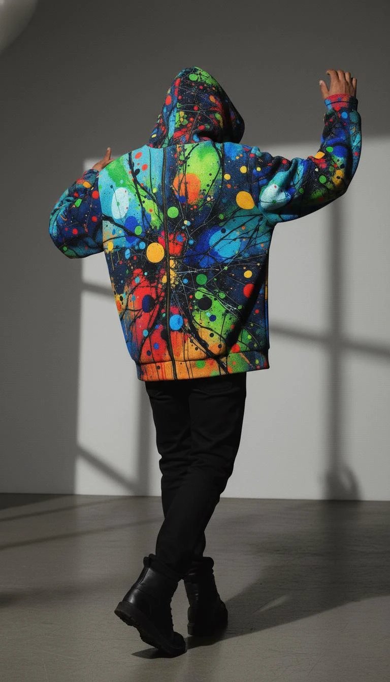 Velvet Ambrosia Explosive AOP Full-Zip Hoodie - Luxury Maximalist Streetwear - Heavyweight Designer Parka