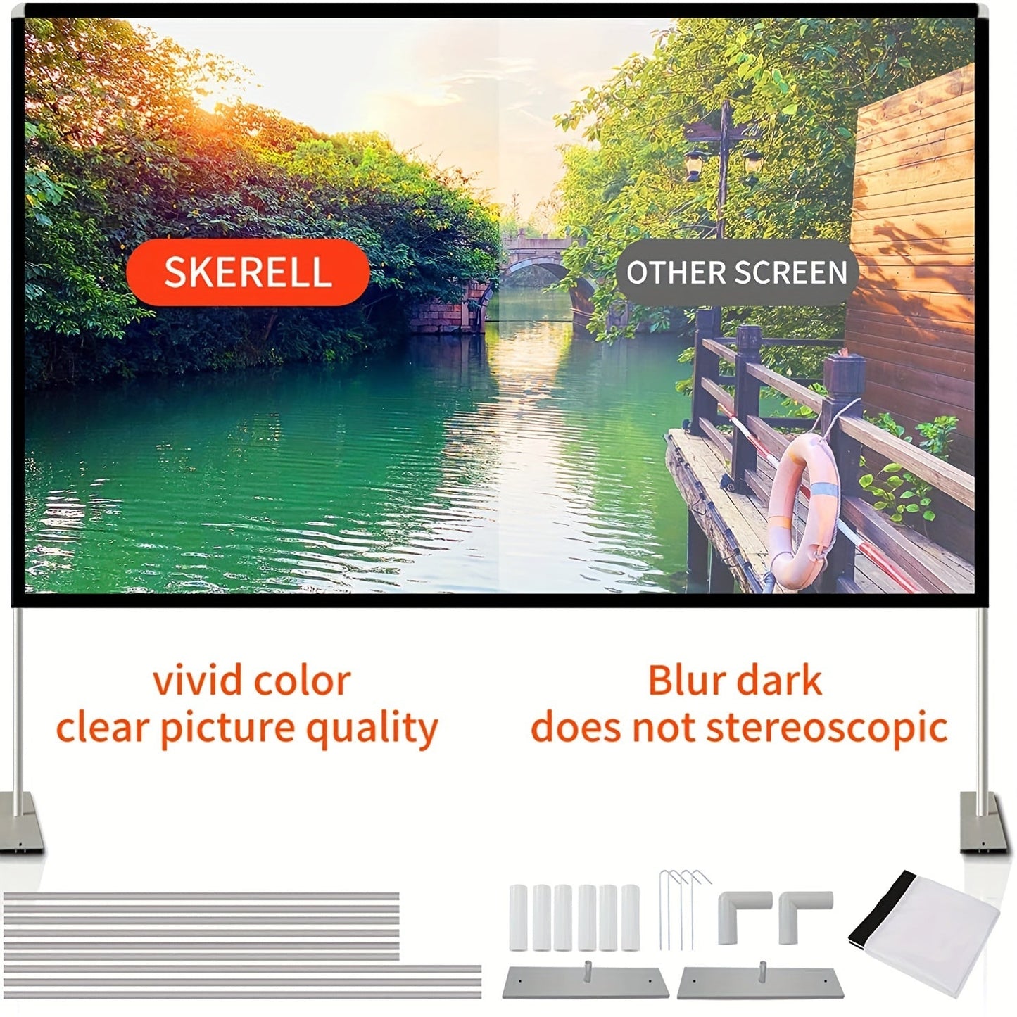 1080P Outdoor Projector Screen with Stand - TJR8Q1M