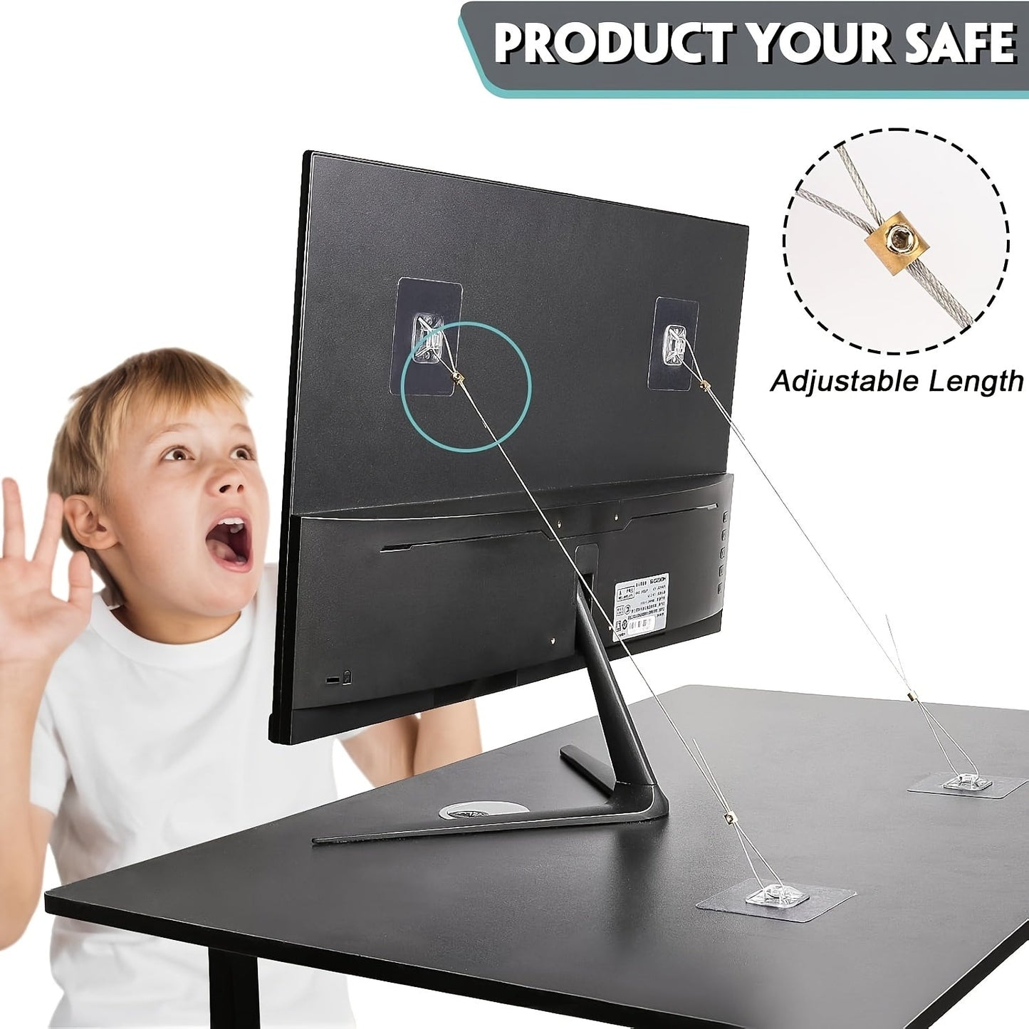 105cm TV Safety Strap, No-Drill Anti-Tip Anchor TJR8X3S