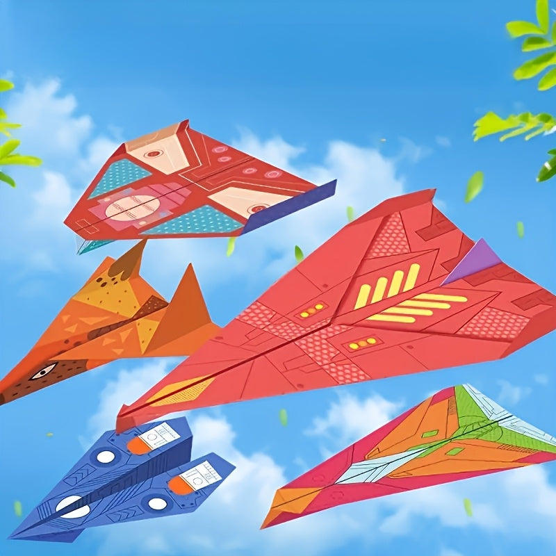 32 Sheets Creative Paper Airplane Craft Kit with Guidebook TJR5L7H