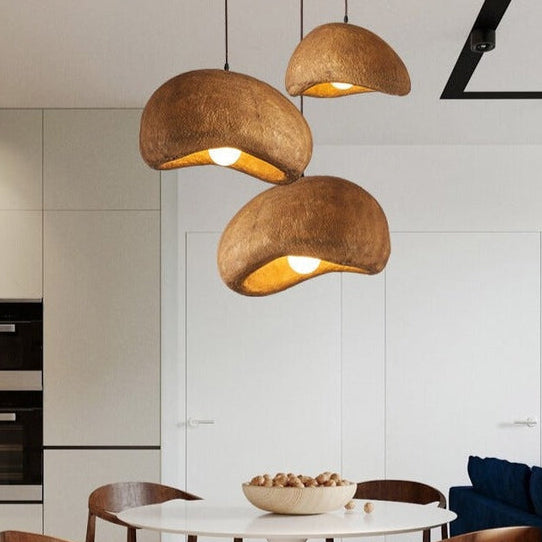 Coffee Cloud Textured Resin Pendant Light with Adjustable Cord