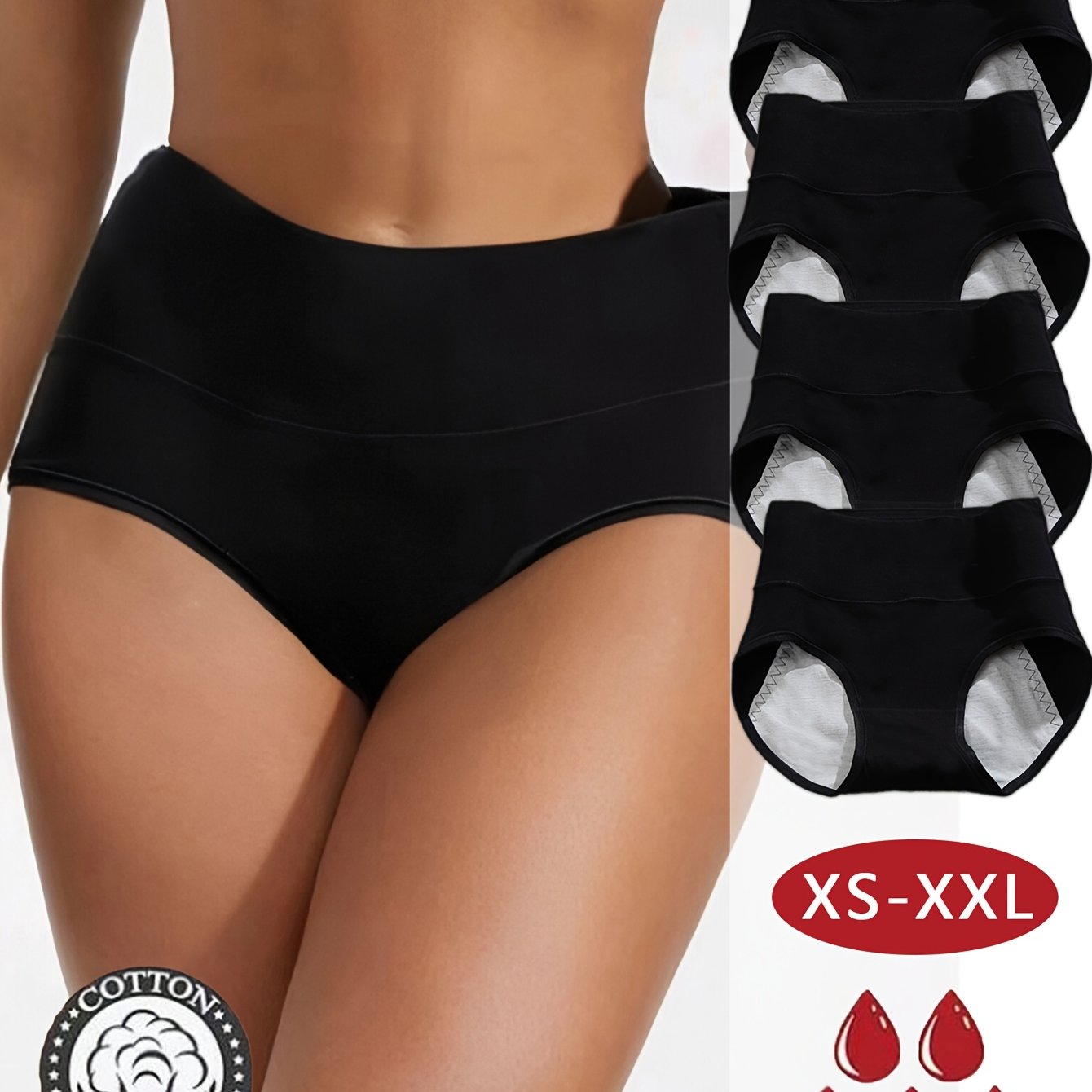 4pcs Women's High Waist Leakproof Period Panties TJR5K9G