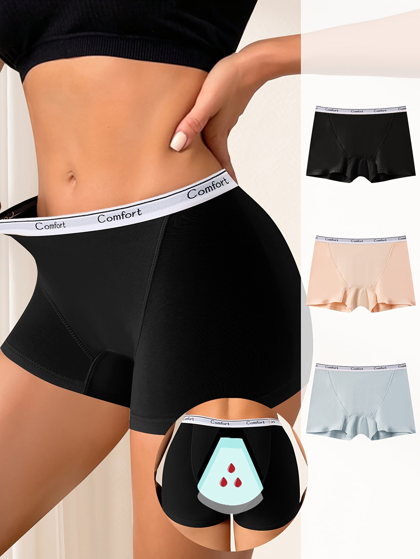 3pcs DRTTSN Comfort Period Panties, Leakproof TJR6H3S