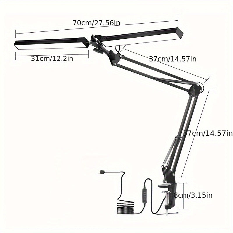 2-in-1 Ultra Wide Double Head LED Desk Lamp - DQB0