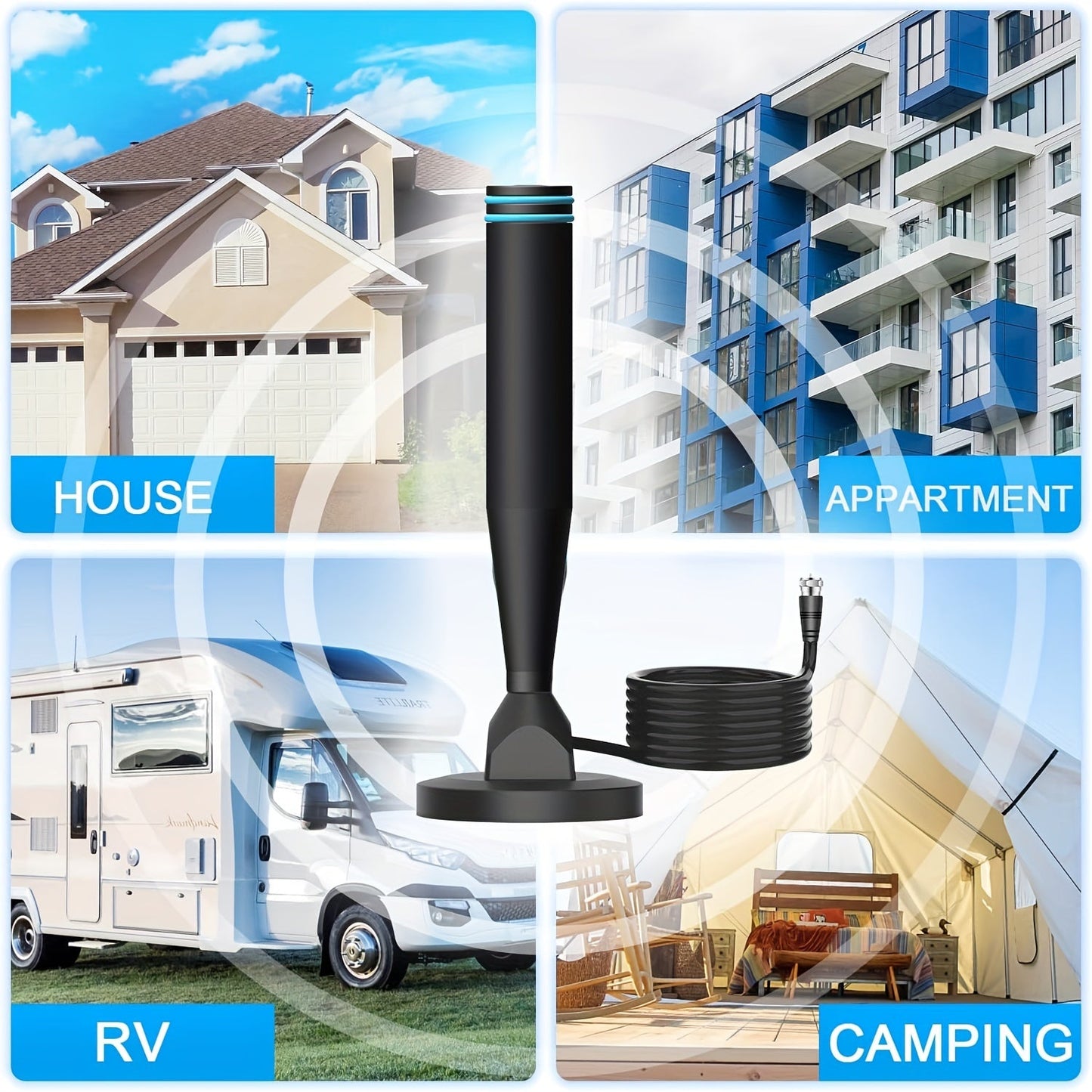 HD Digital TV Antenna, Magnetic Base, 360° Reception – TJR9K3V