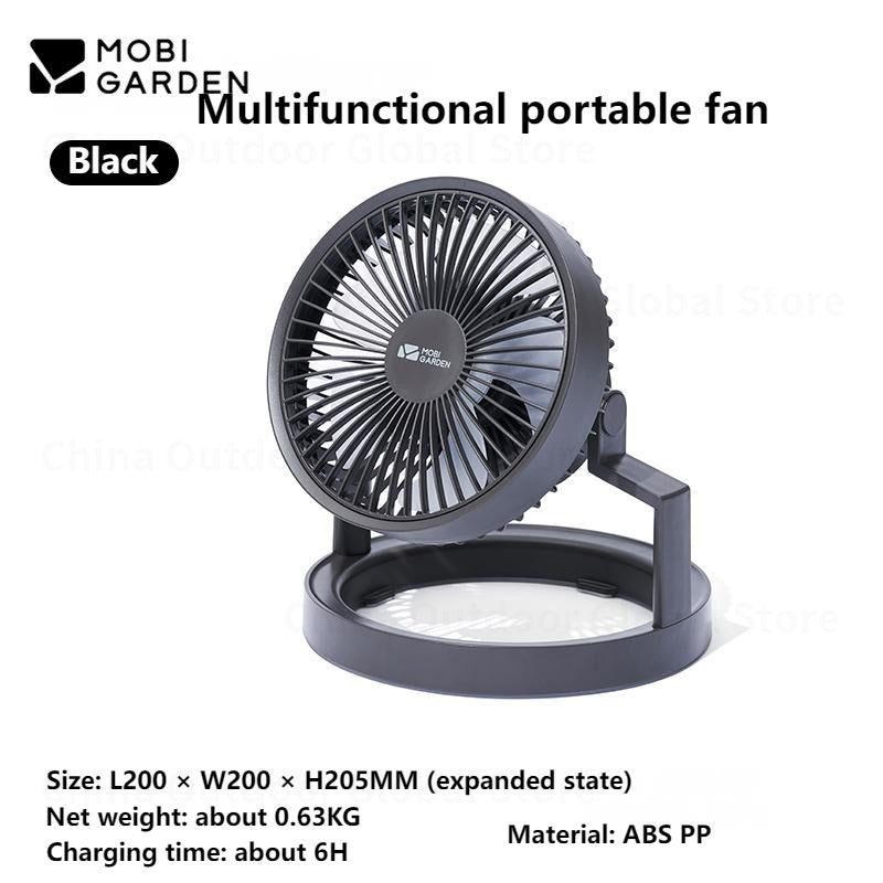 MOBI GARDEN Multifunctional Portable Fan Camping Electric Fan 15-60H Outdoor Travel Picnic 3-speed Adjustable Strong Wind 8000MAH