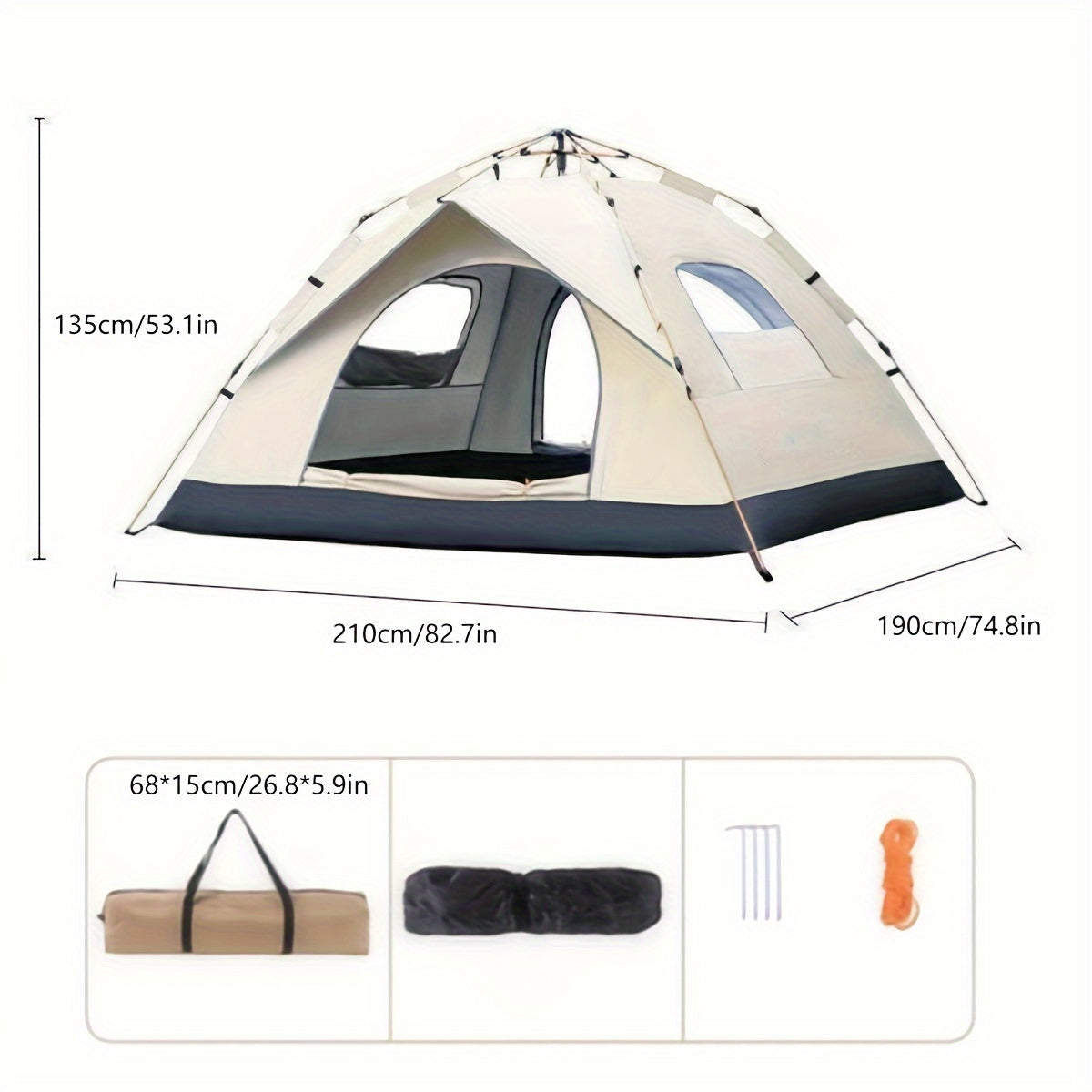 4-Person Automatic Pop-Up Tent, Waterproof & Portable TJR2X5M