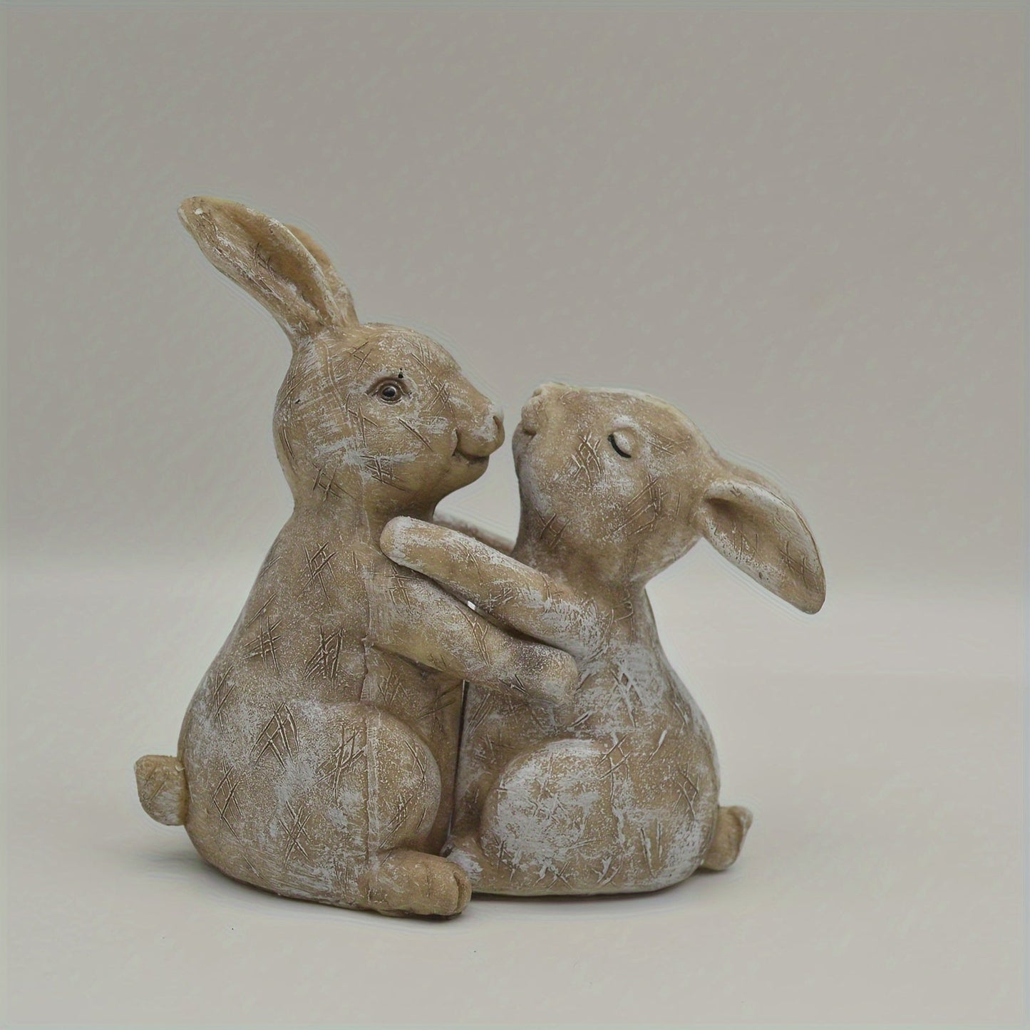 2pcs Charming Resin Rabbit Couple Figurines - VSQM