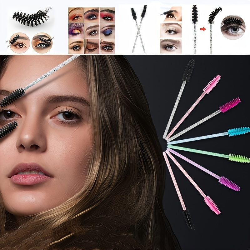 100pcs Crystal Eyelash and Eyebrow Brush Set with Storage Box - N2JD
