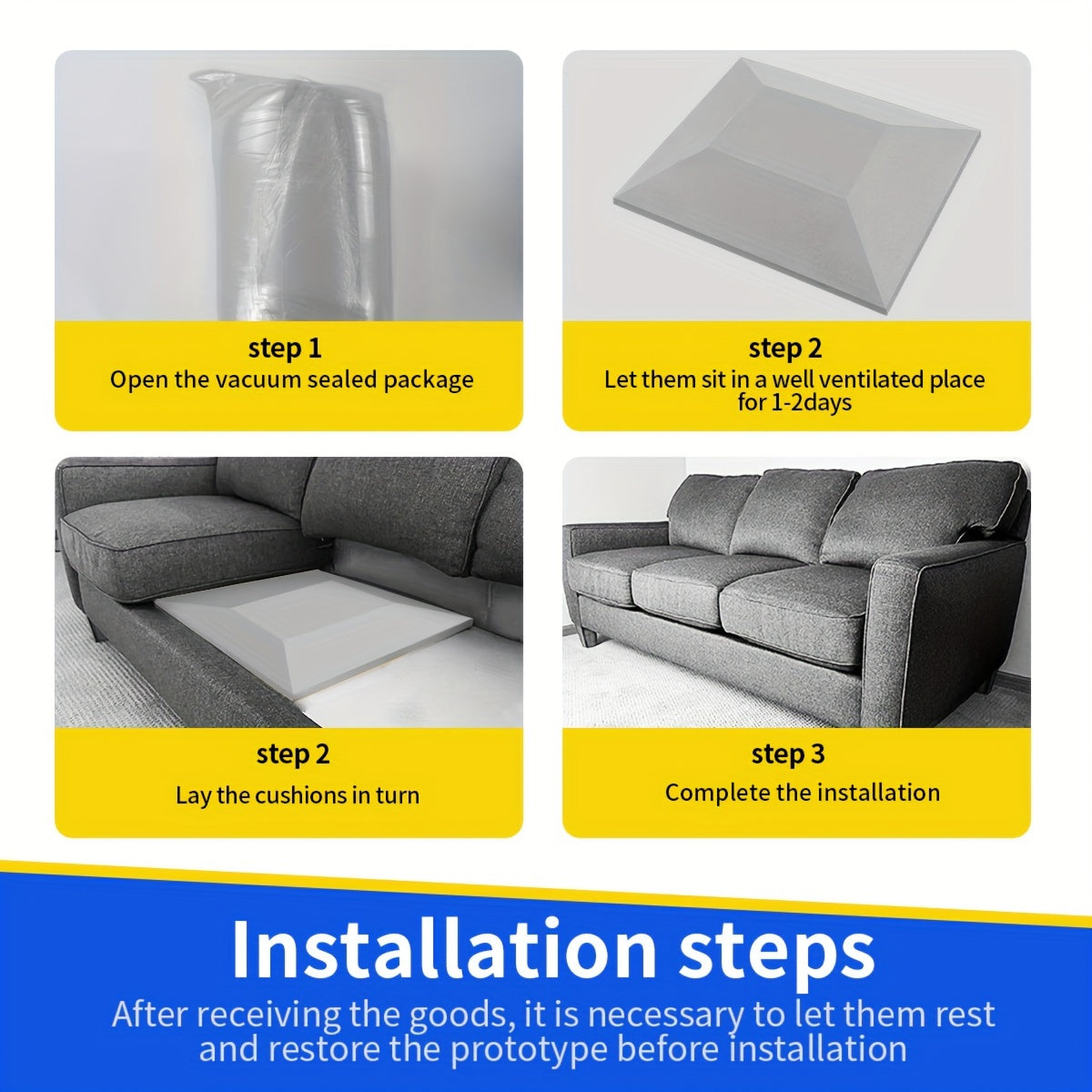 20 x 20 Gray Foam Sofa Cushion Support-IO4M