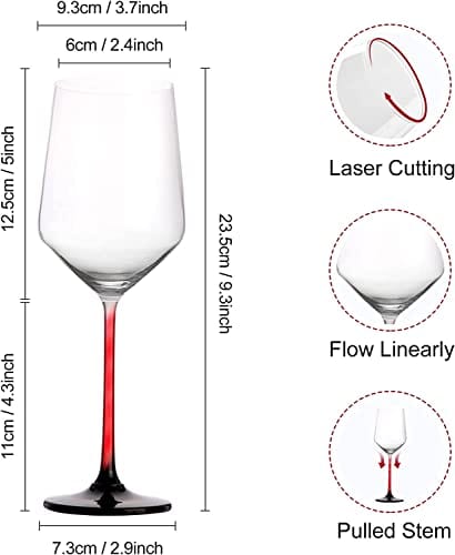 GIFORYA Wine Glasses Set of 4,13 OZ Crystal Clear Wine Glasses, Long Stem Red & White Wine Glasses for Daily Use or Birthday Gift, Lead-Free Premium Drinking Glassware