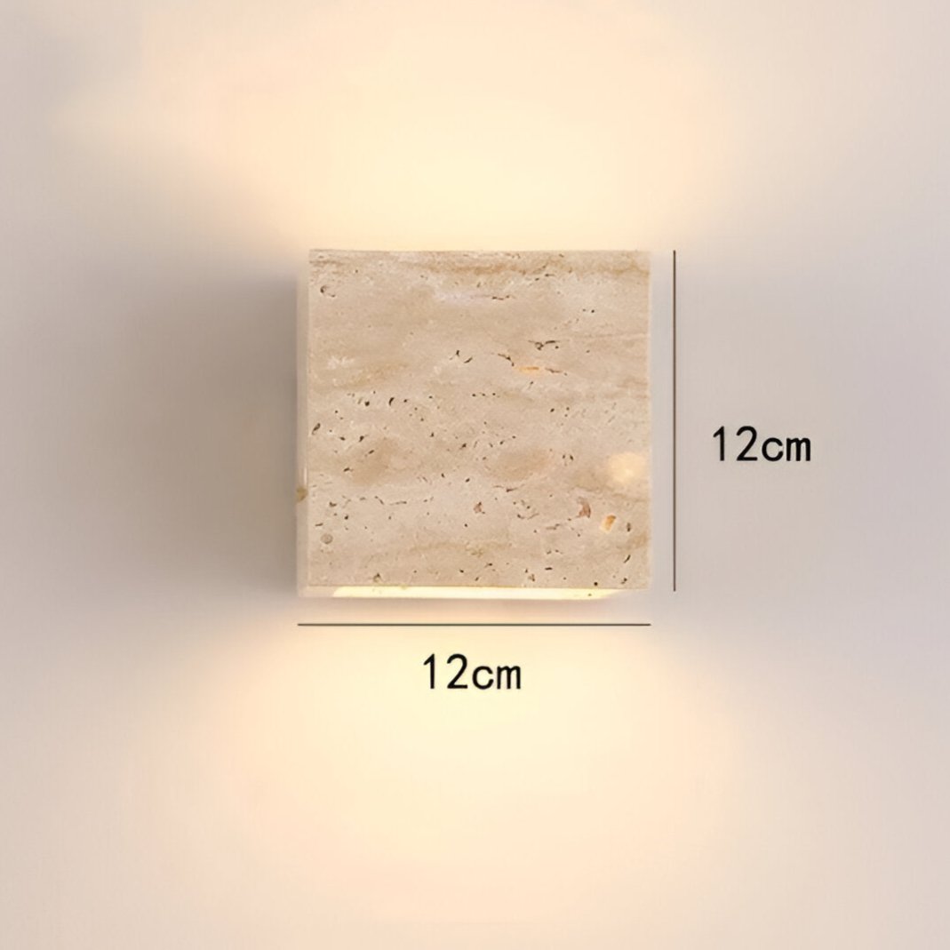 Minimalist Travertine Stone Outdoor LED Wall Light With Natural Cave Stone Shade