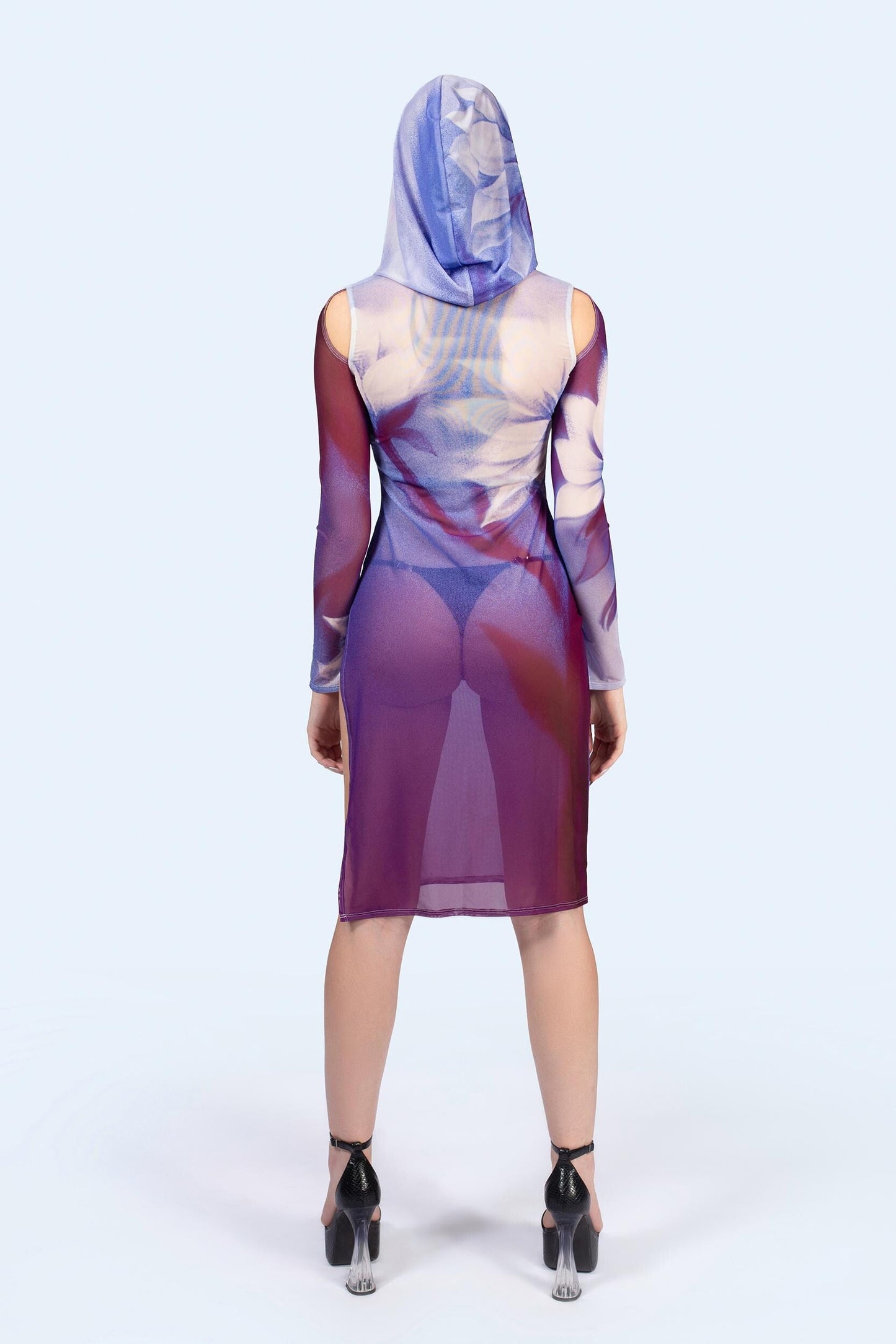 Above Mesh Hooded Dress
