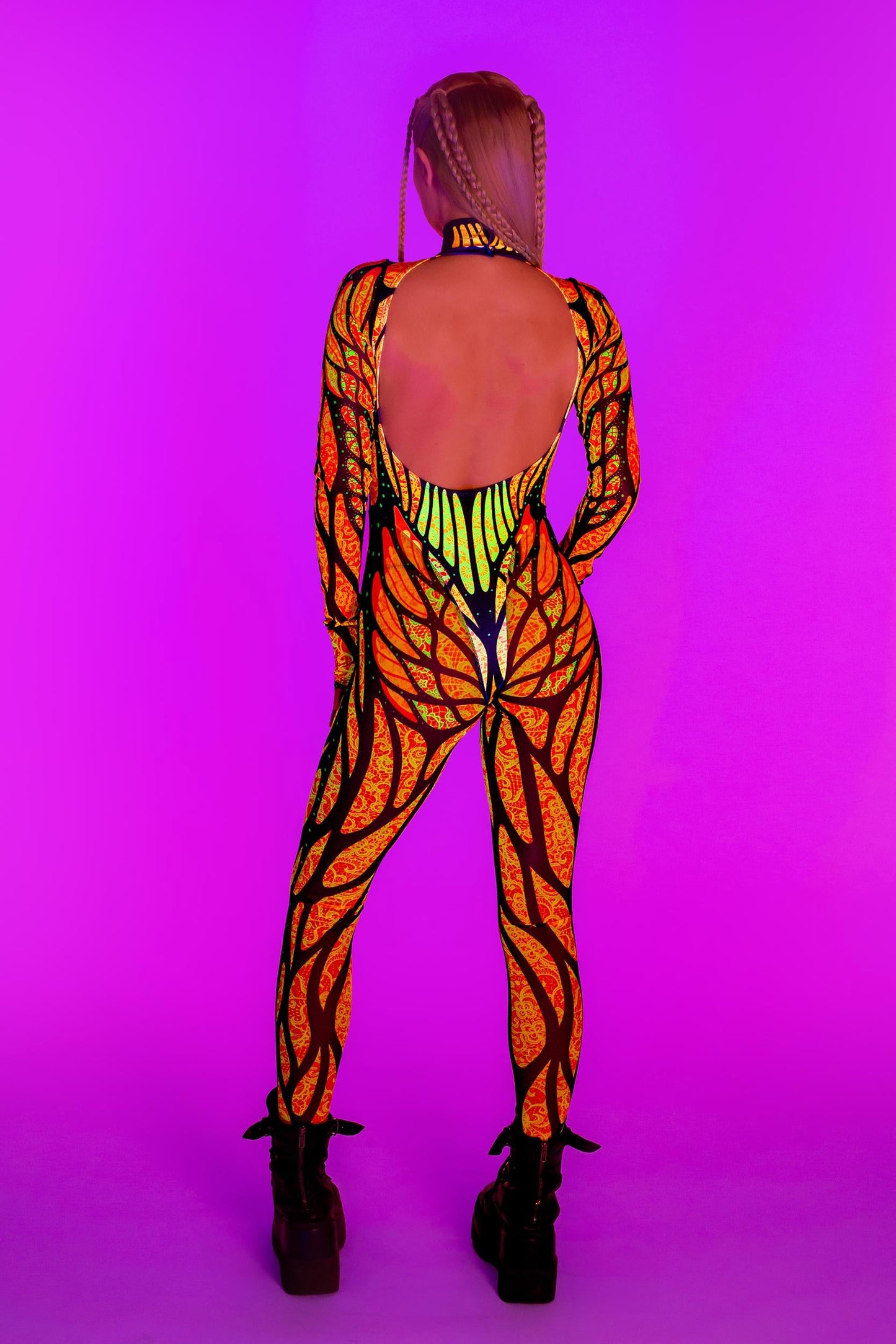 Brilliant Orange Bareback Keyhole Catsuit