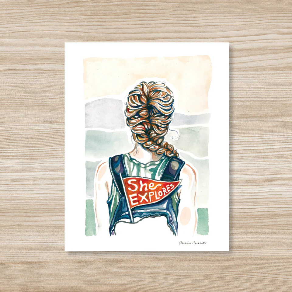 She Explores Original Watercolor Art Print