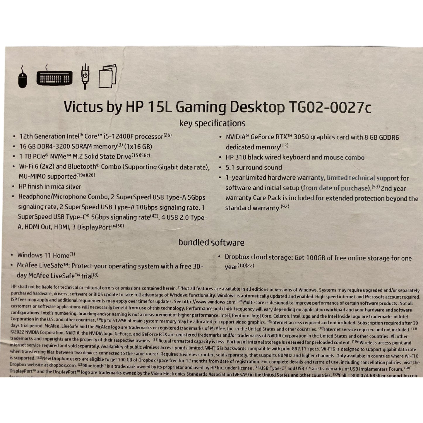 HP Victus 15L, Intel i5-12400F, 16GB RAM, 1 TB SSD, GeForce RTXTM 3050 Graphics