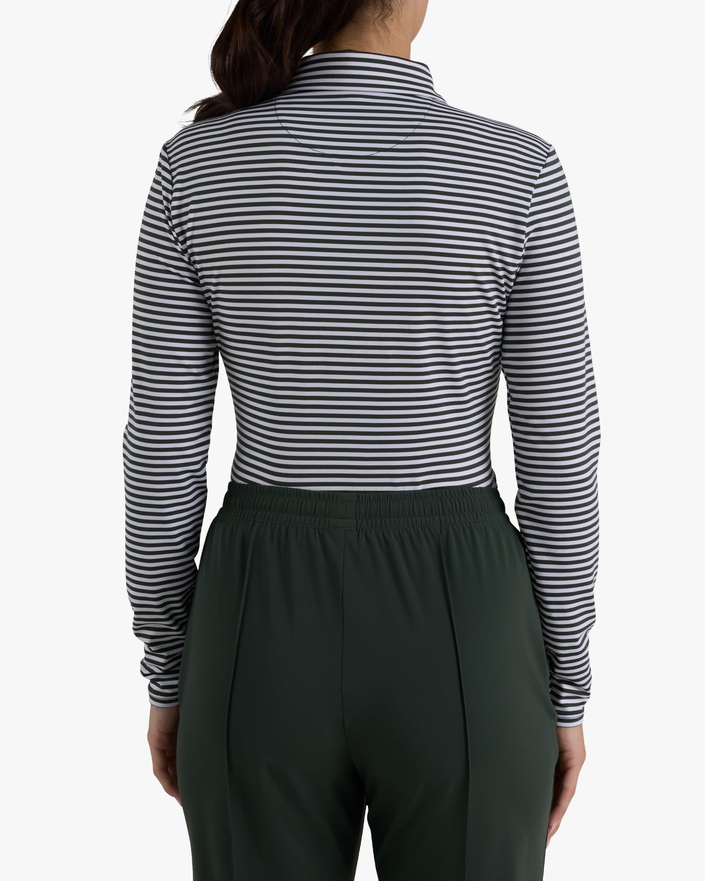 Long Sleeve Polo - Stripe Right - Deep Forest