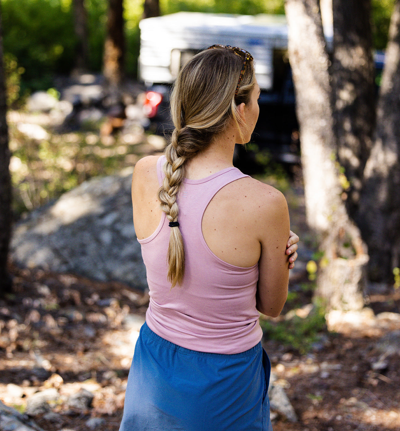 Women's Bamboo Motion Racerback Tank - Heather Aspen Grey