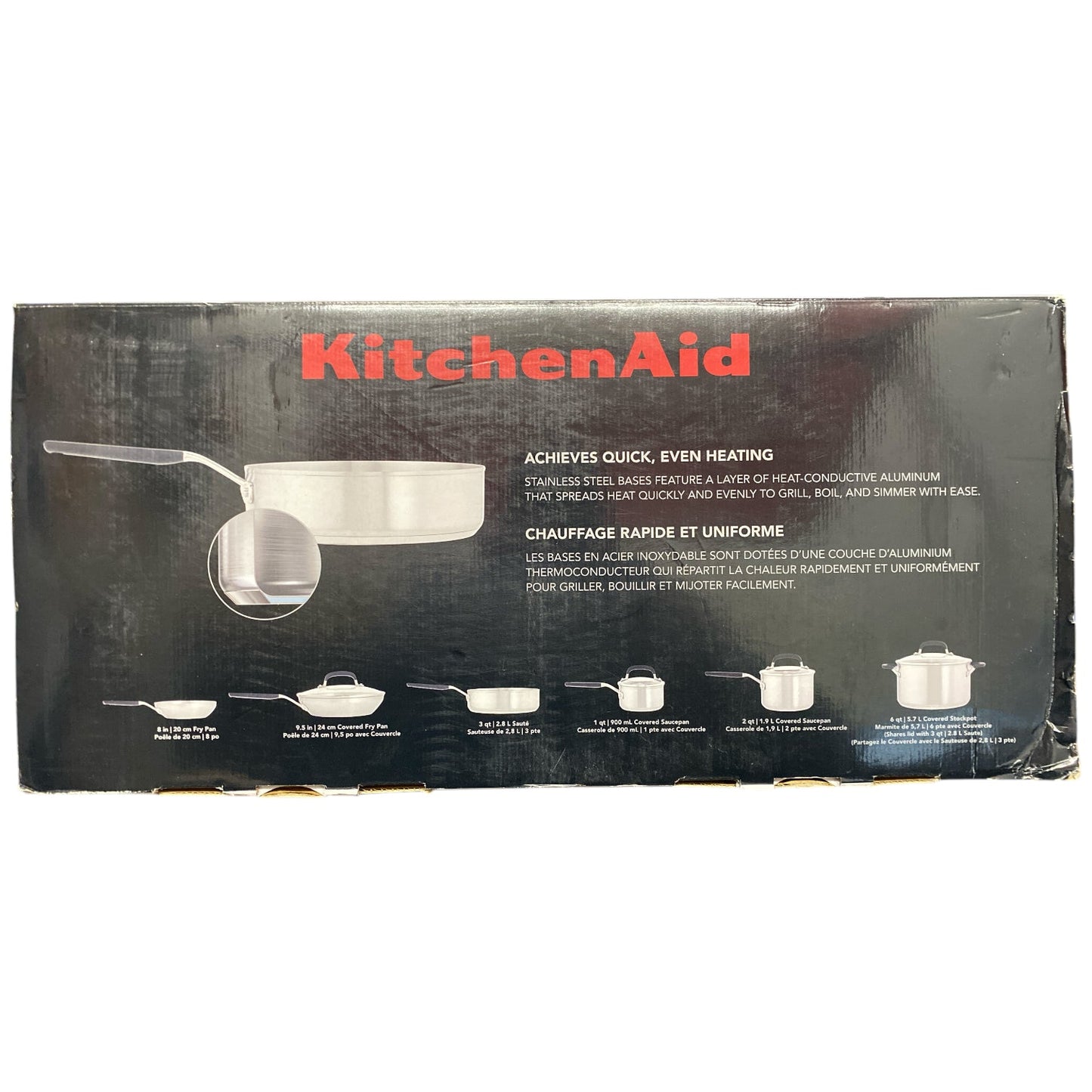 KitchenAid Stainless Steel Cookware Set, 10-Piece, Brushed Stainless Steel