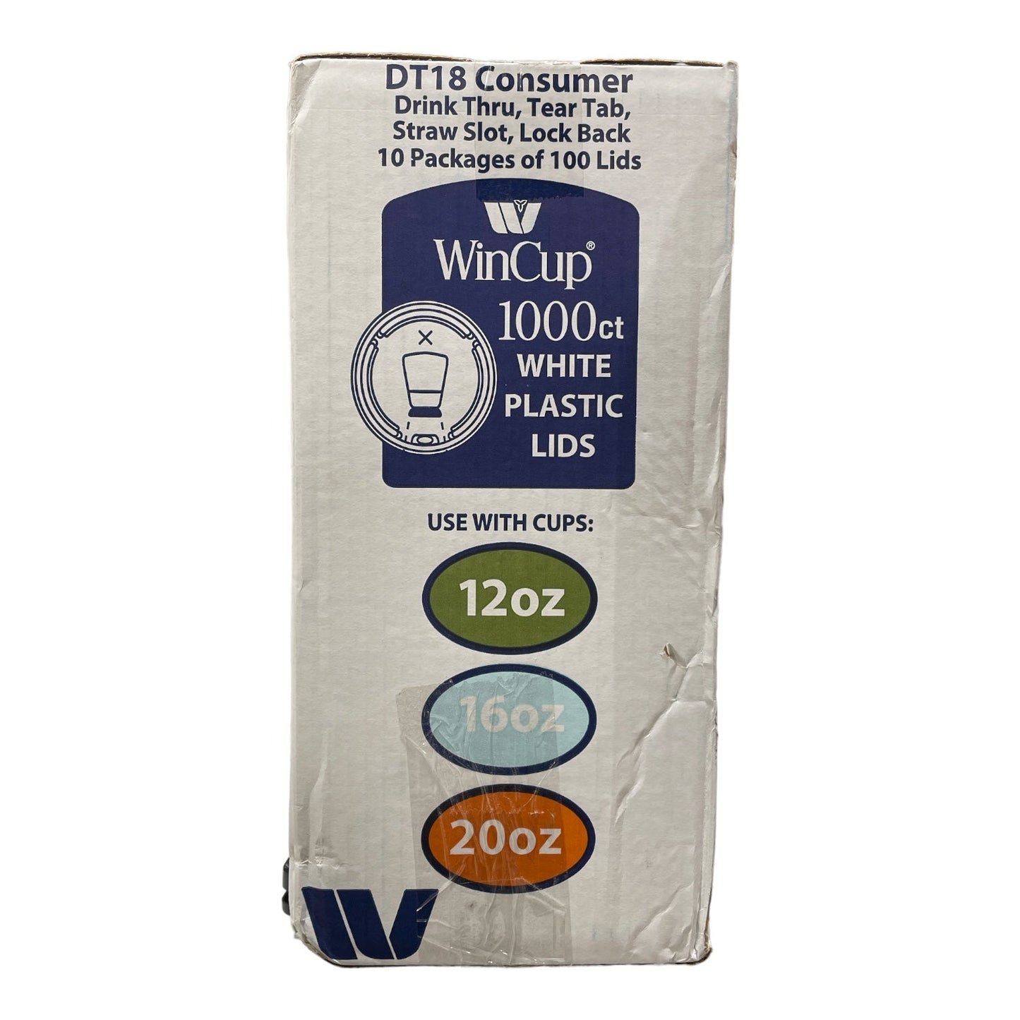 Wincup 1000 Count White Plastic Lids w/ Straw Slot, For 12, 16 & 20oz Cups