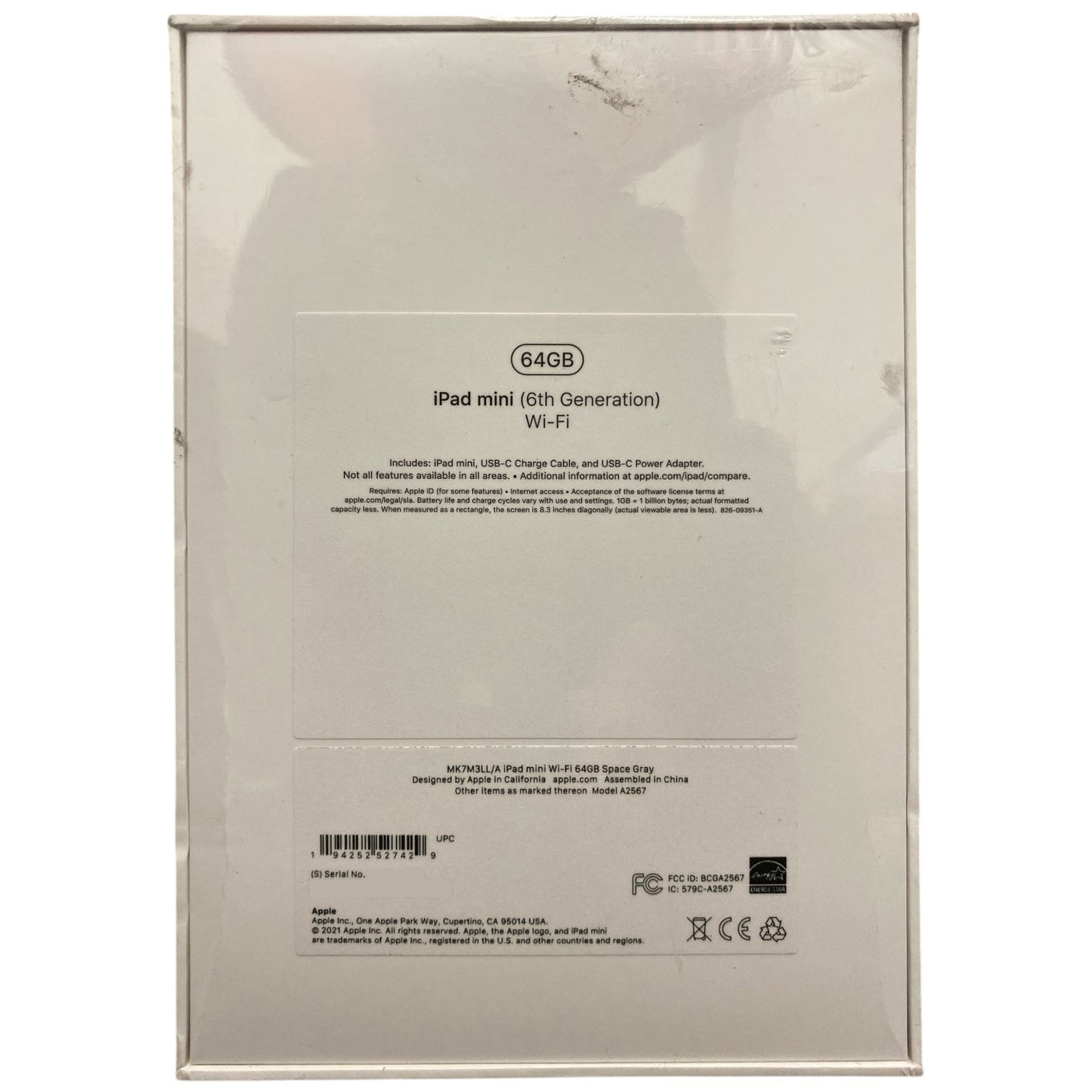 Apple iPad mini Wi-Fi, 6th Generation, 64 GB, Space Gray, MK7M3LL/A