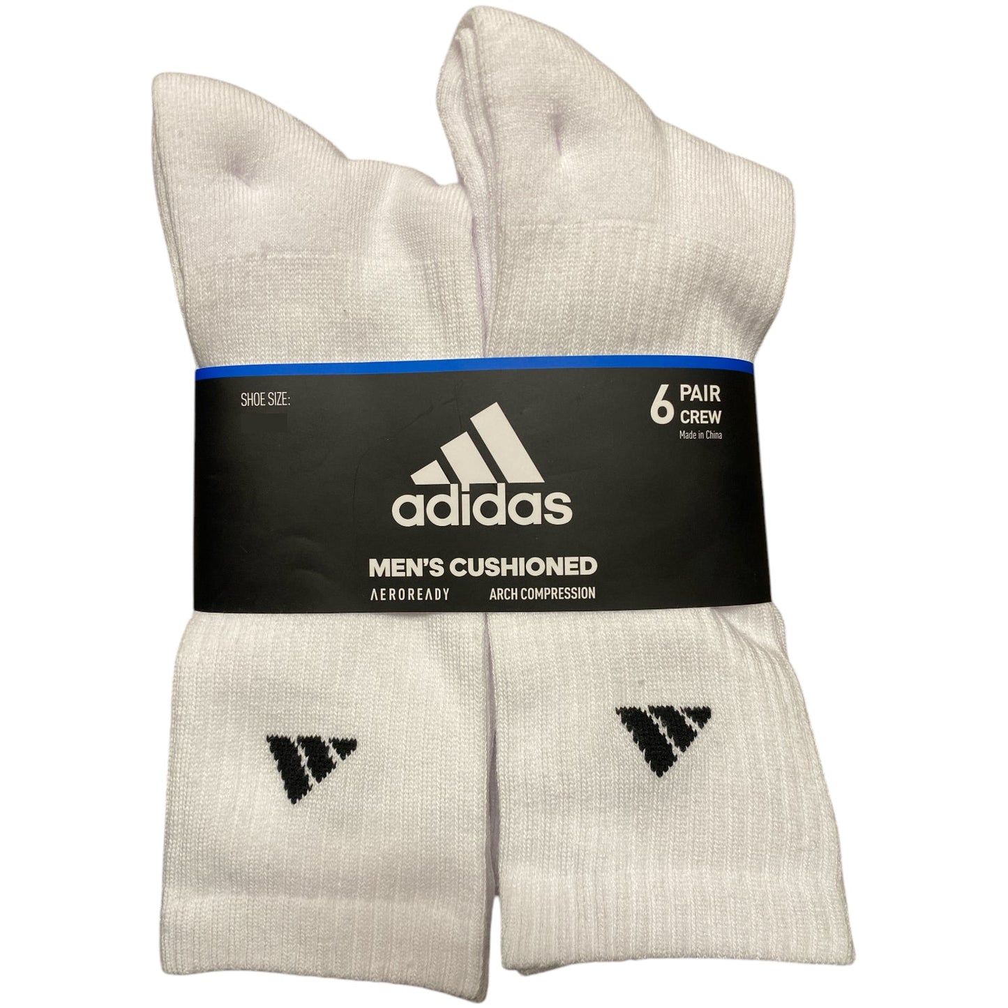 Adidas Men's 6-Pack Athletic Cushioned Moisture Wicking Crew Sock, White