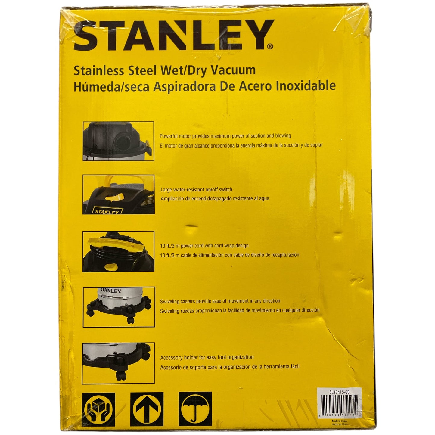 Stanley 6 Gallon Wet/Dry Vacuum 5.0- Peak HP Stainless Steel