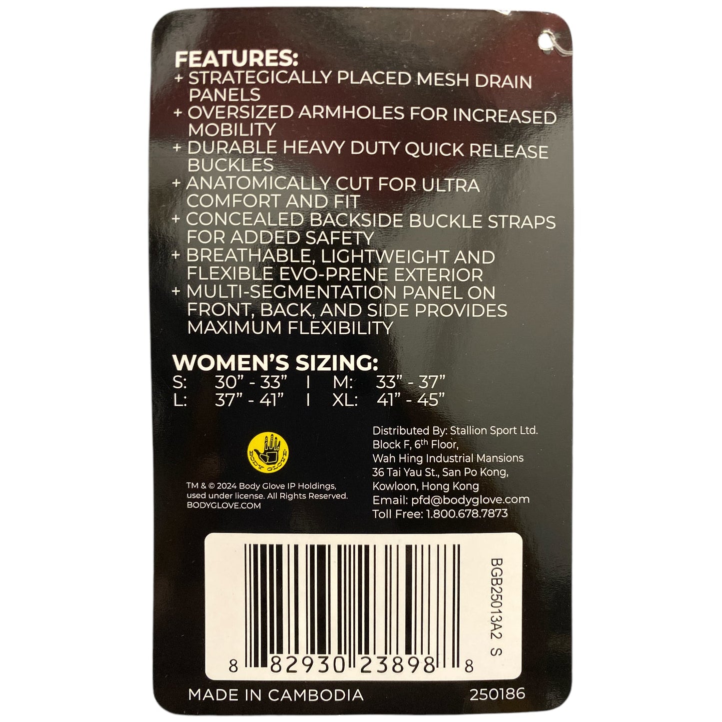 Body Glove Women's Segmented USCG Approved PFD Life Jacket, Pink/Black