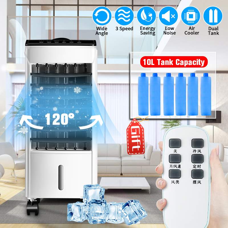 10L 220V Tank Home Water Mobile Portable Air Conditioner Conditioning Fan Humidifier Cooler~Timer ~Remote control +6 Ice crystal