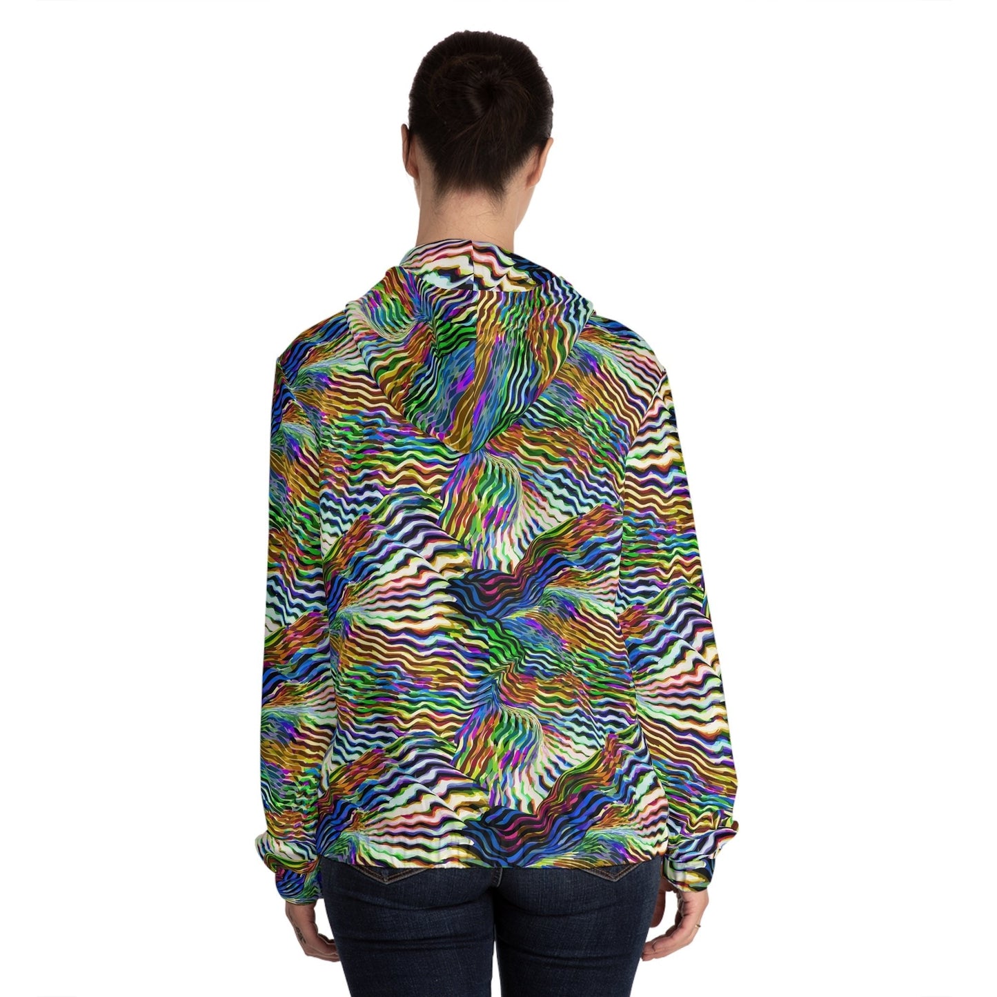 Psychedelic Zebra Stripe Swirl Hoodie | Hypnotic Primary Color Design