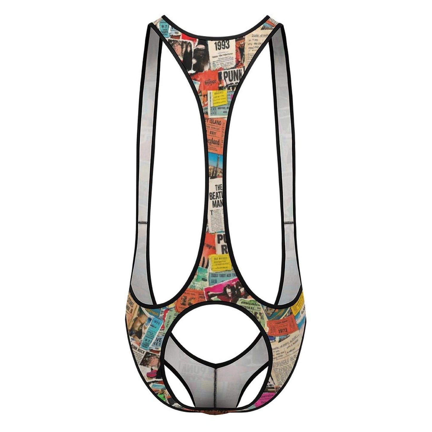 Queer Statement Bodysuit for Bold Dressers — Ticket Down South AOP Underwear, Festival Base Layer, LGBT Intimate Wear, Submissive Play Wear