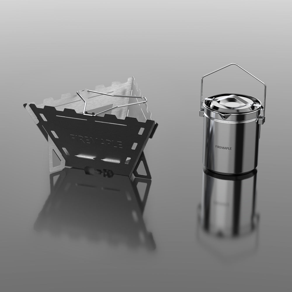 Wood Stove & Stainless Steel Pot Set