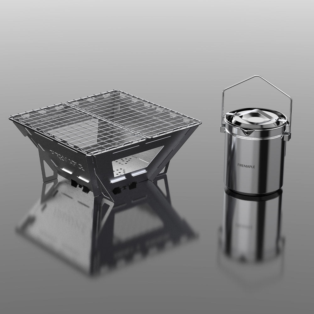Wood Stove & Stainless Steel Pot Set