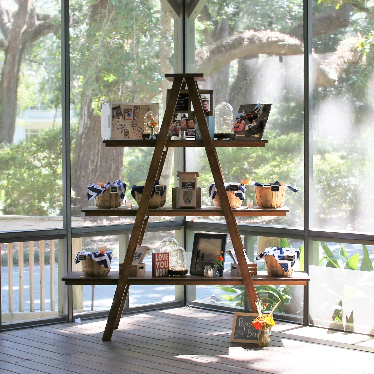 Wood Ladder Display Shelf