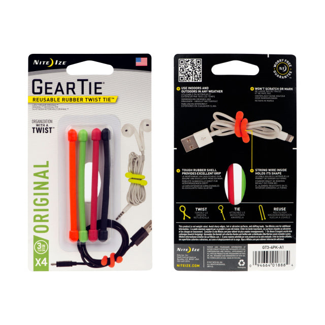 GEAR TIE REUSABLE RUBBER TWIST TIE 3 IN