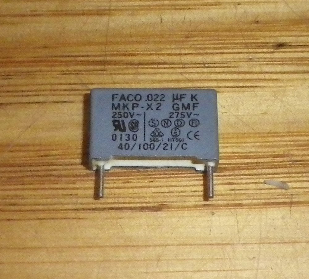 0.022uF 275VAC X2 Mains Suppression Capacitor - Part # .022MKPX2-275