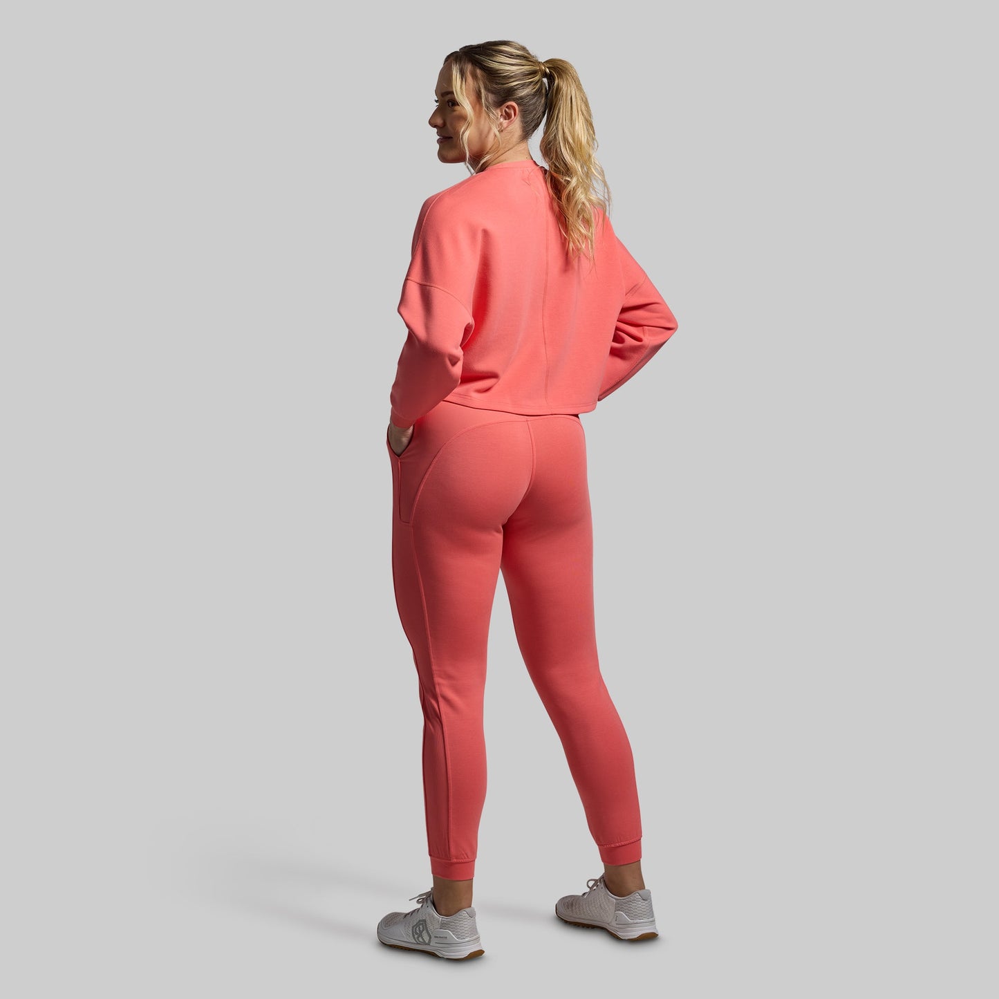 Lounge Lux Cropped Pullover Set (Hot Peach)