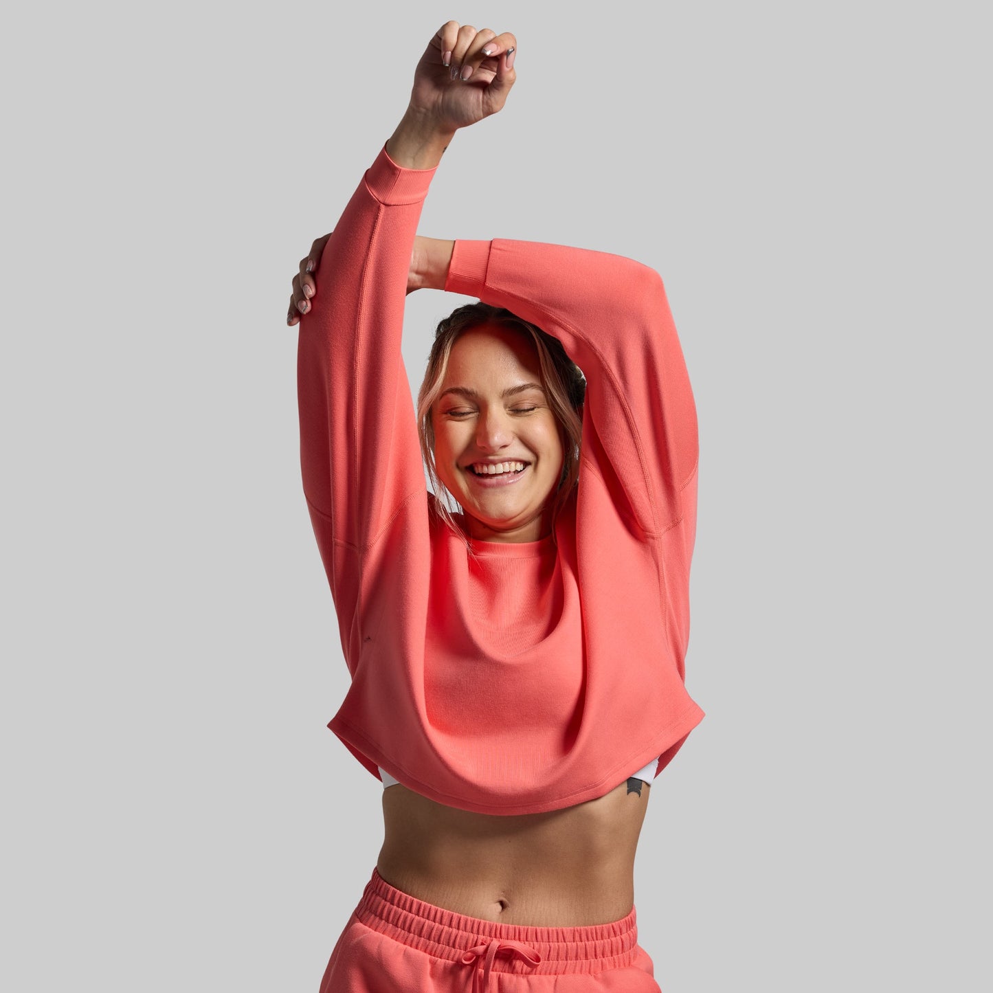 Lounge Lux Cropped Pullover (Hot Peach)