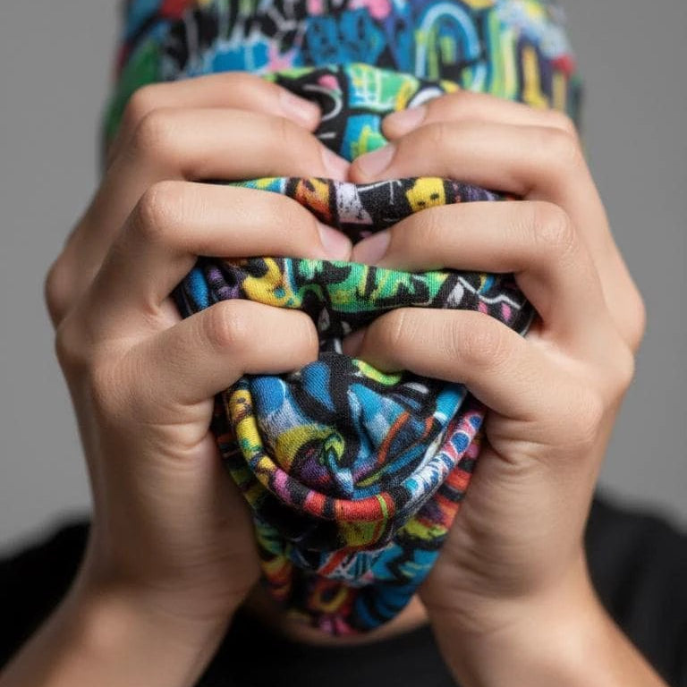 Liquid Glitch Beanie – Maximalist Graffiti Streetwear Hat