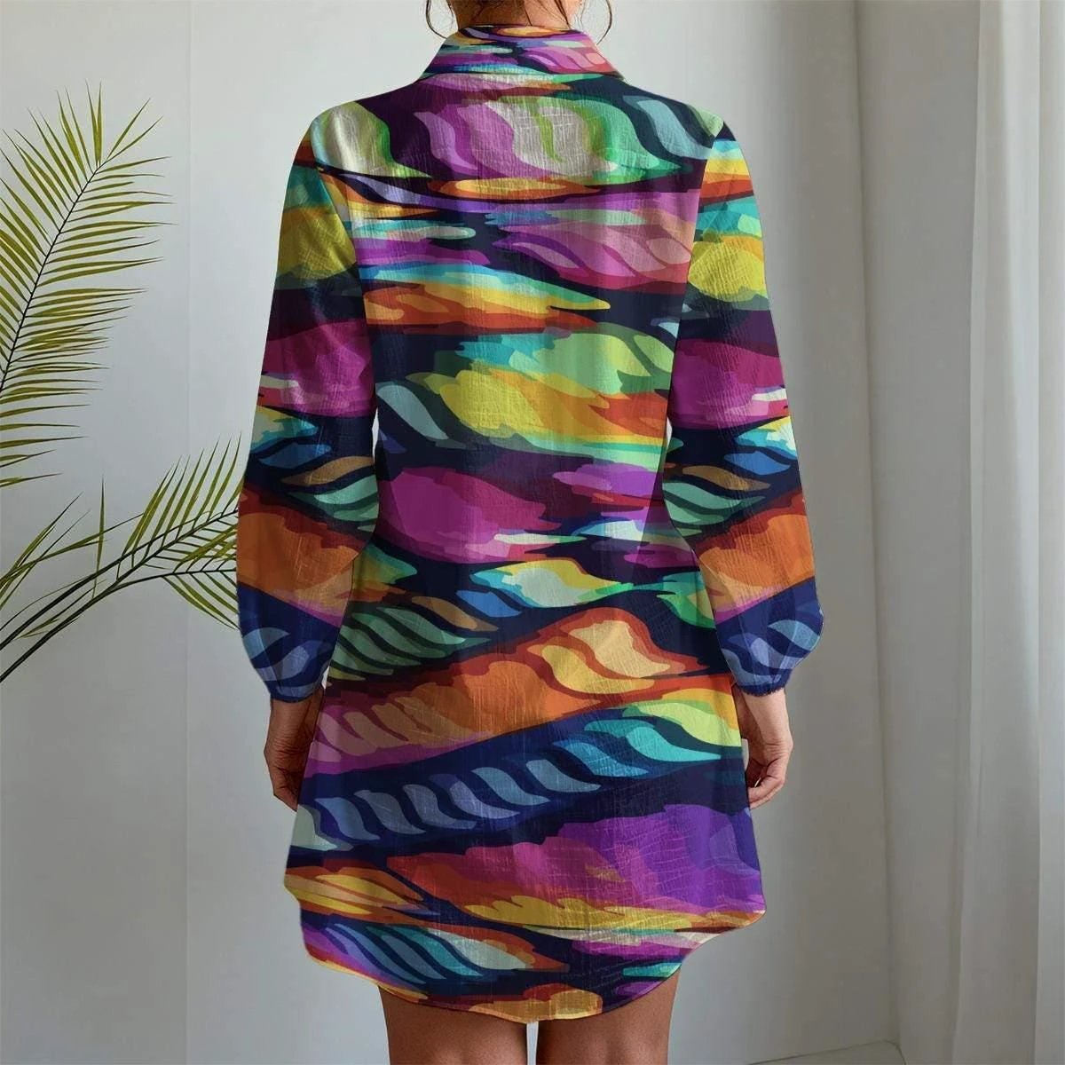 Plurrrple AOP Long Sleeve Shirt Dress | XS–5XL