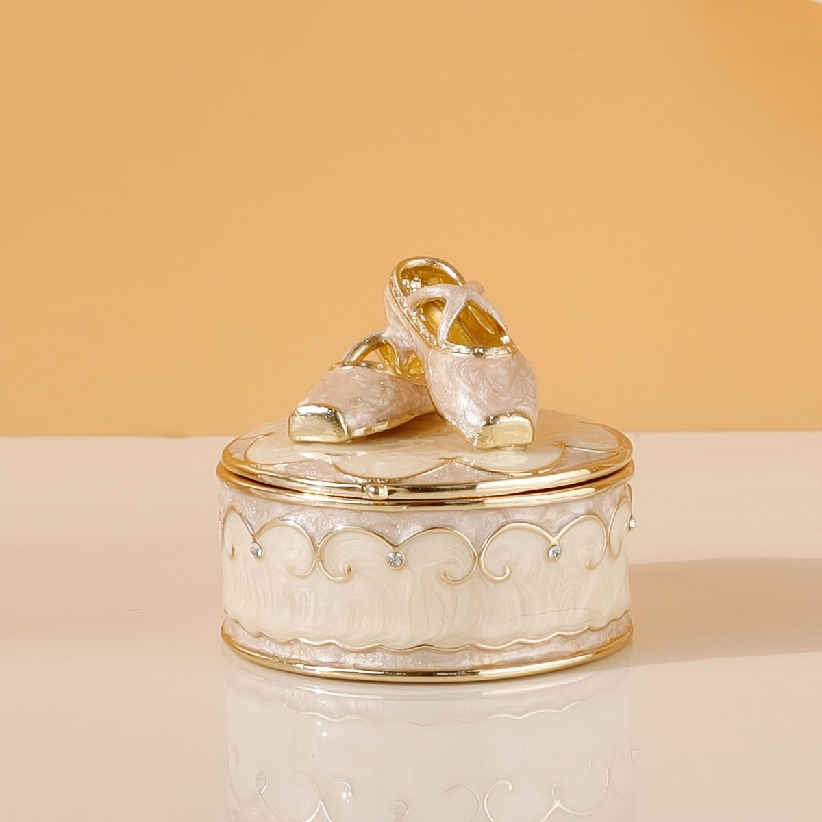 Vintage Style Enamelled Metal Ballet Shoes Trinket Box - RSX7