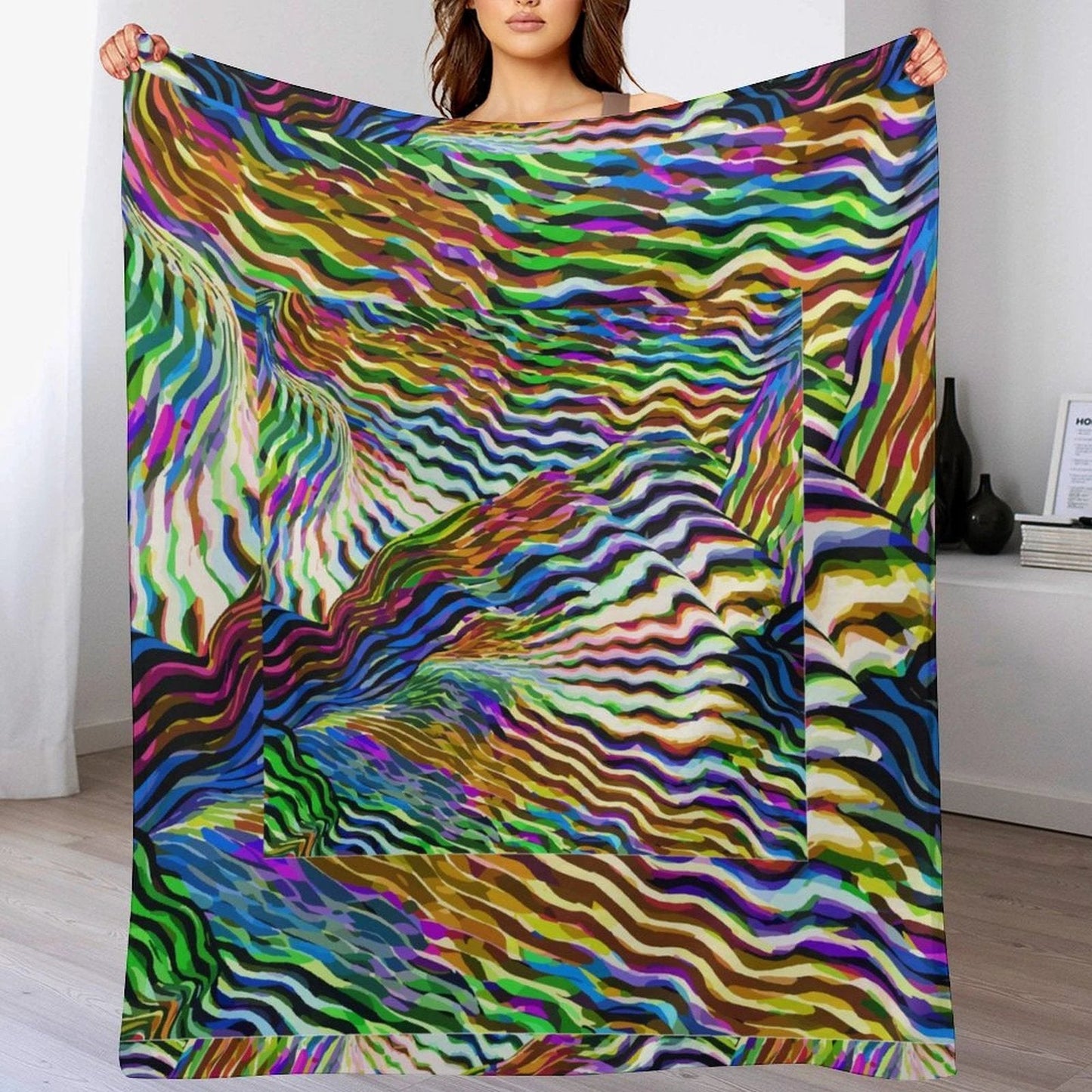 Lightning Complex Abstract Art Flannel Blanket 70x80 Cozy Mindful Comfort With Sustainable Warmth